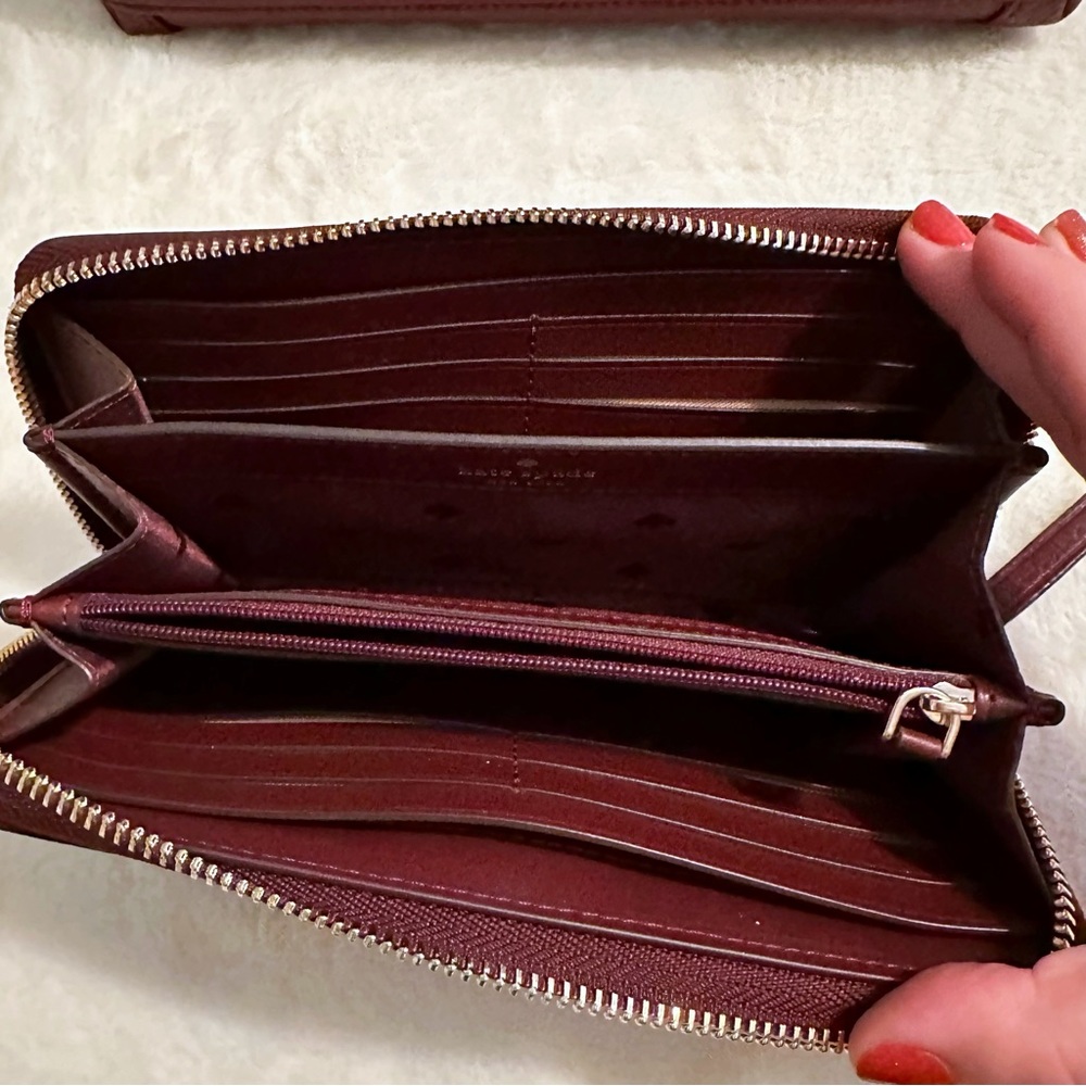 Kate Spade ♠️ JACKSON MEDIUM TRIPLE COMPARTMENT SATCHEL & MATCHING WALLET berry - Picture 5 of 15